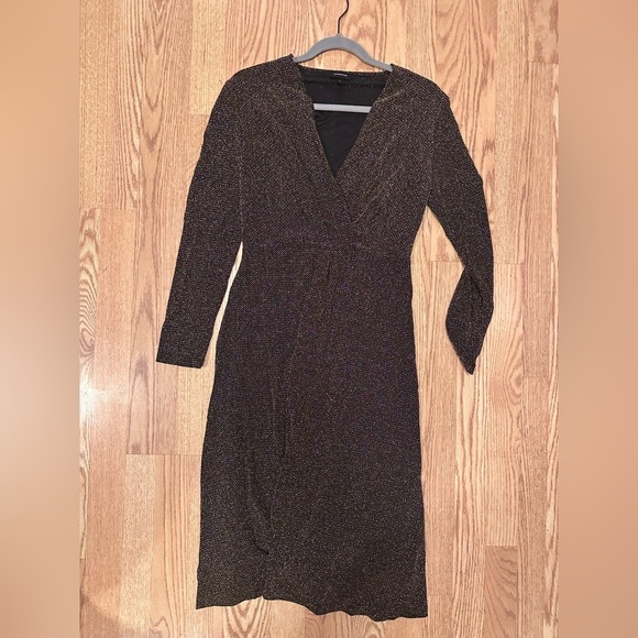 Long Sleeve Black Sparkle Glitter Dress Size Small‎ - Picture 1 of 7